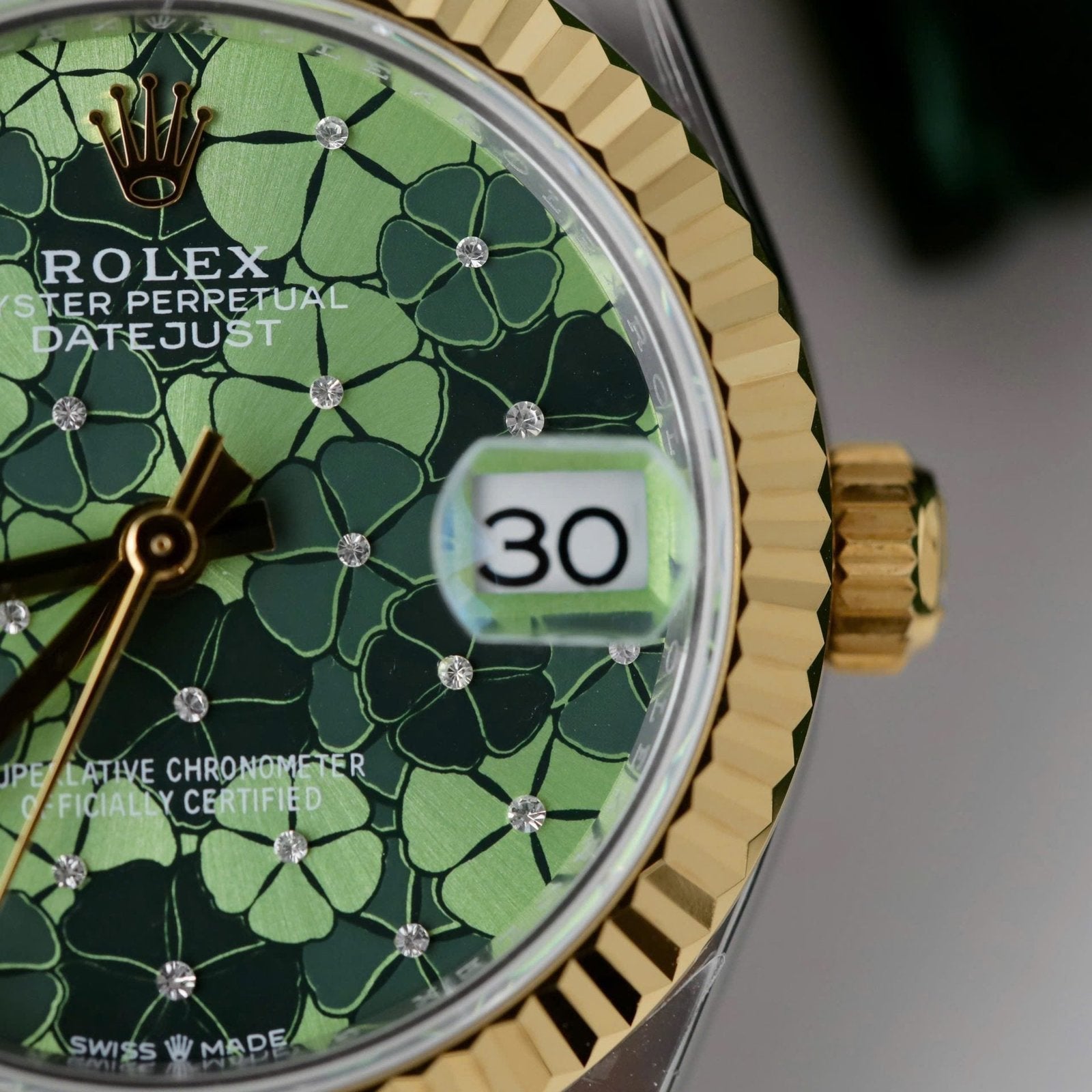 Rolex DateJust Watch Women Green Flower Dial 31mm