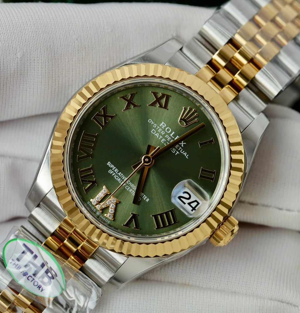 Rolex DateJust Watch Green Dial Jubilee Strap 31mm