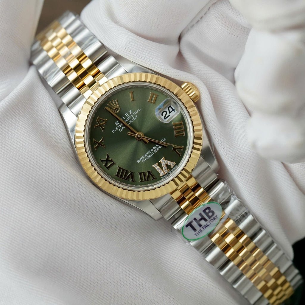 Rolex DateJust Watch Green Dial Jubilee Strap 31mm