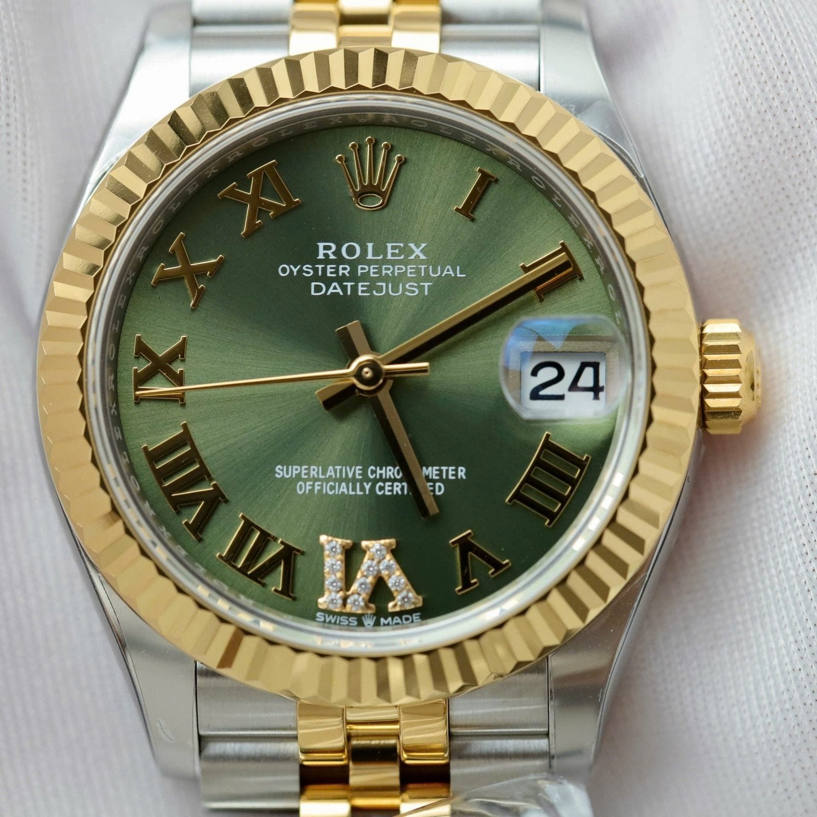 Rolex DateJust Watch Green Dial Jubilee Strap 31mm