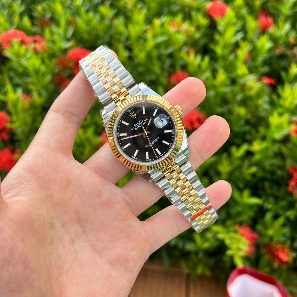 Rolex DateJust Watch Demi Black Dial 41mm