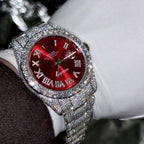 Rolex Watch DateJust Supreme Moissanite Diamonds Red Dial 41mm