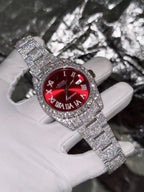 Rolex Watch DateJust Supreme Moissanite Diamonds Red Dial 41mm