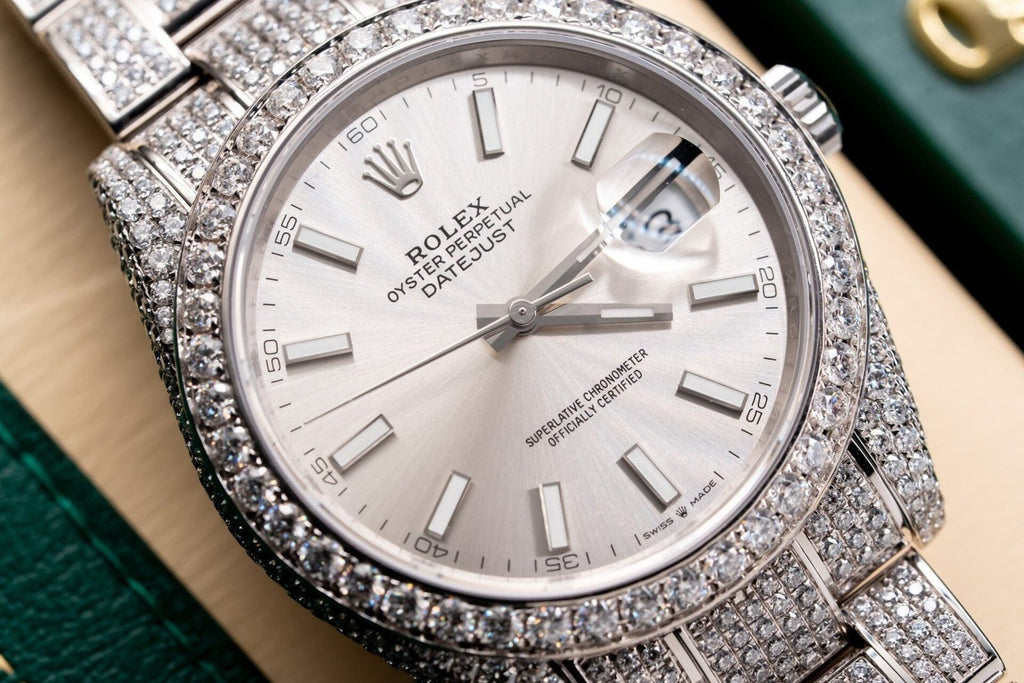 Rolex Date just 126334 Watch With Full Diamond Moissanite 41mm