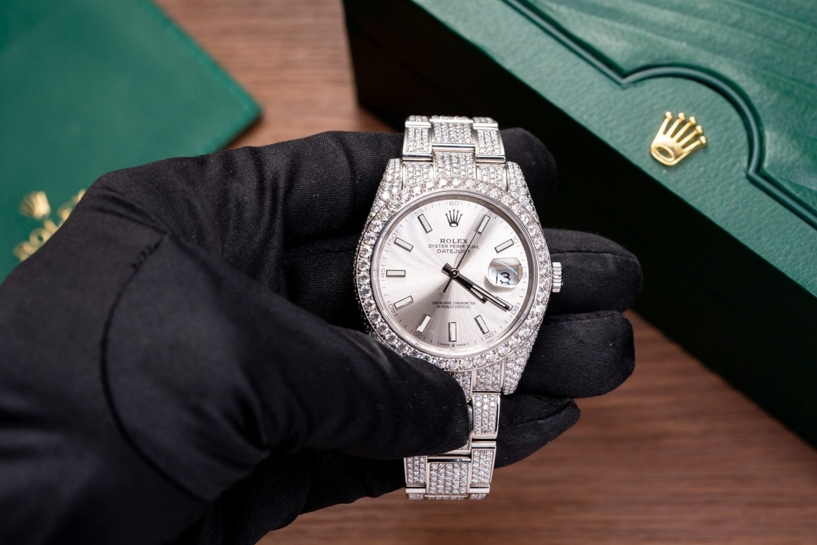 Rolex Date just 126334 Watch With Full Diamond Moissanite 41mm