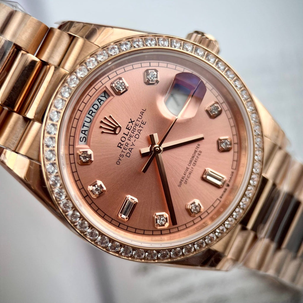 Rolex Watch Day-Date Pink Dial President Strap 31mm