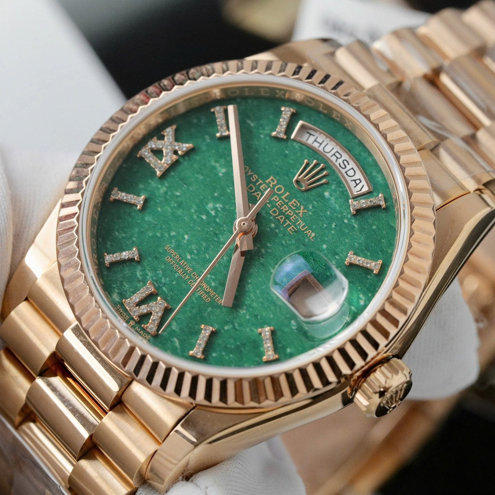 Rolex Day-Date 128235 Dial Aventurine Watch Gold Wrapped 36mm