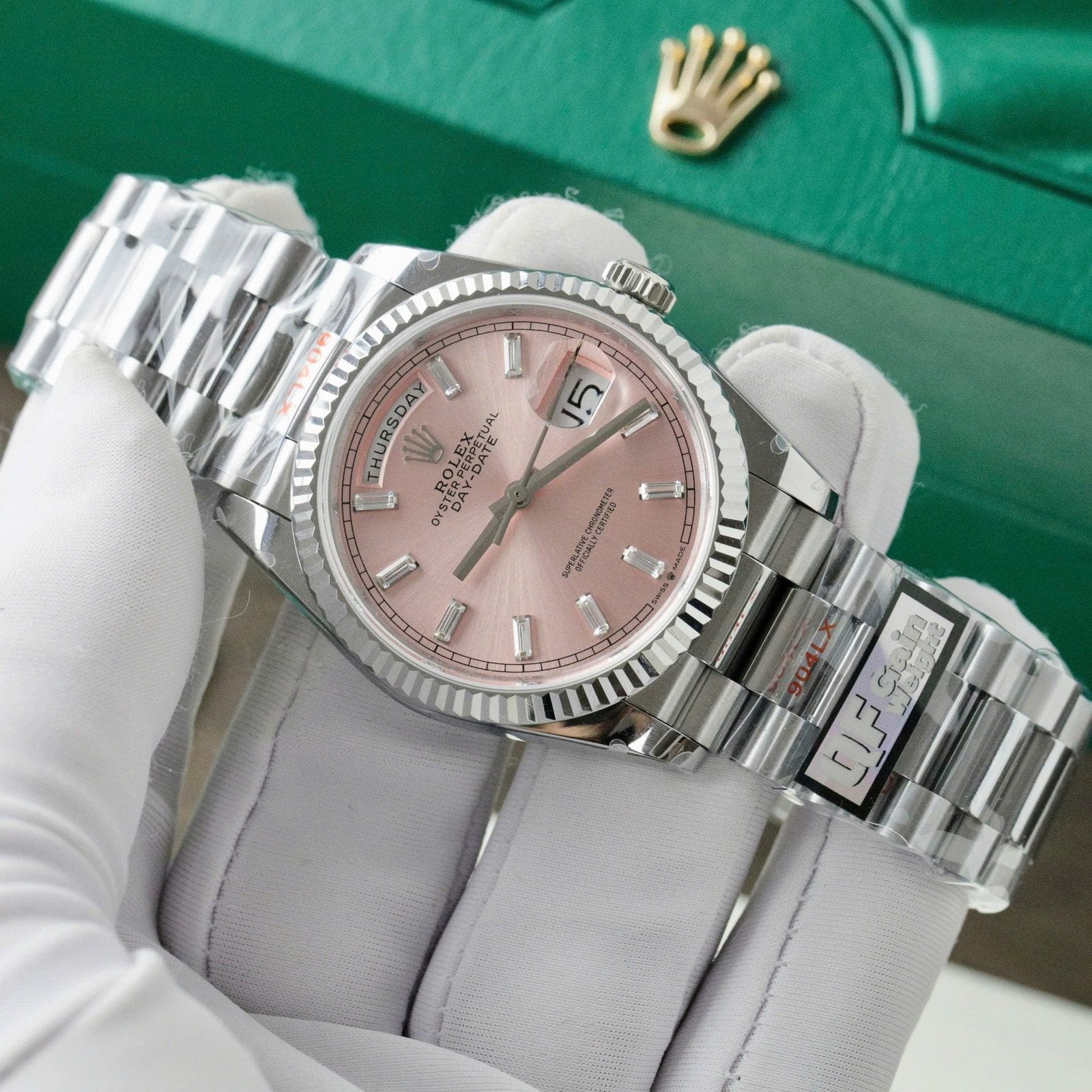 Rolex Day-Date 128236 Pink Dial Watch 36mm