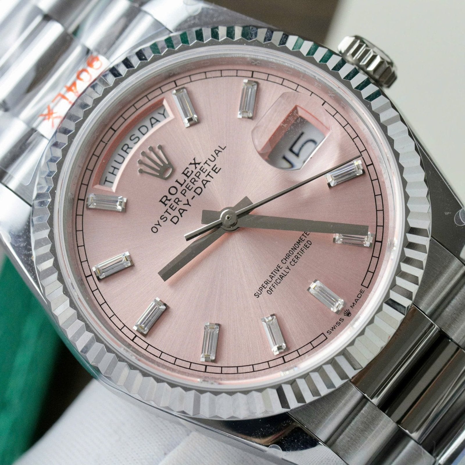 Rolex Day-Date 128236 Pink Dial Watch 36mm