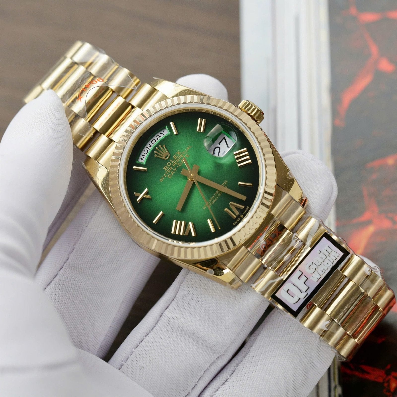 Rolex Day-Date 128238 Watch Green Ombre Dial 36mm