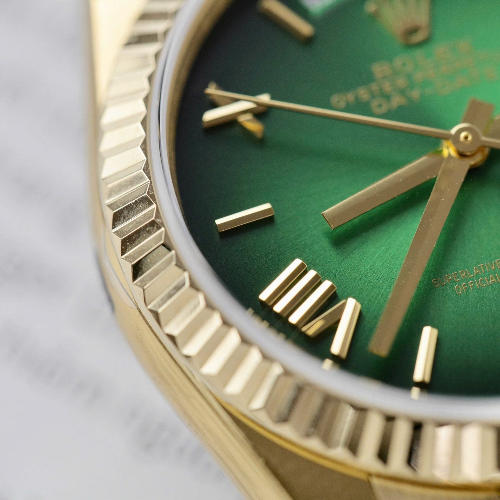 Rolex Day-Date 128238 Watch Green Ombre Dial 36mm