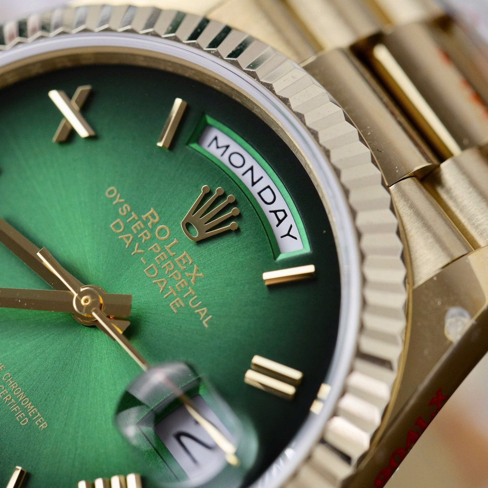 Rolex Day-Date 128238 Watch Green Ombre Dial 36mm