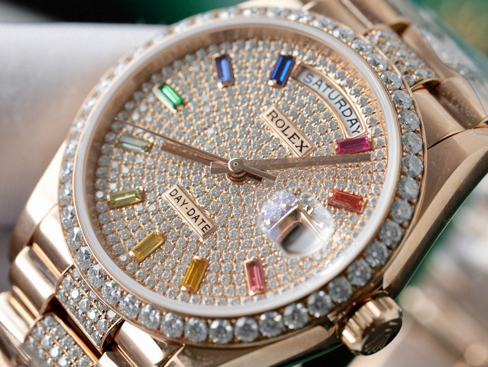 Rolex Day-Date 128395TBR Refined 18K Gold Wrapped Moissanite Diamonds 36mm