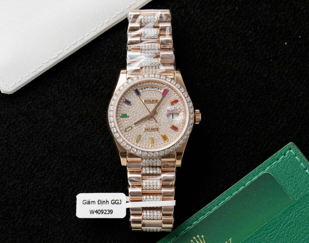 Rolex Day-Date 128395TBR Refined 18K Gold Wrapped Moissanite Diamonds 36mm