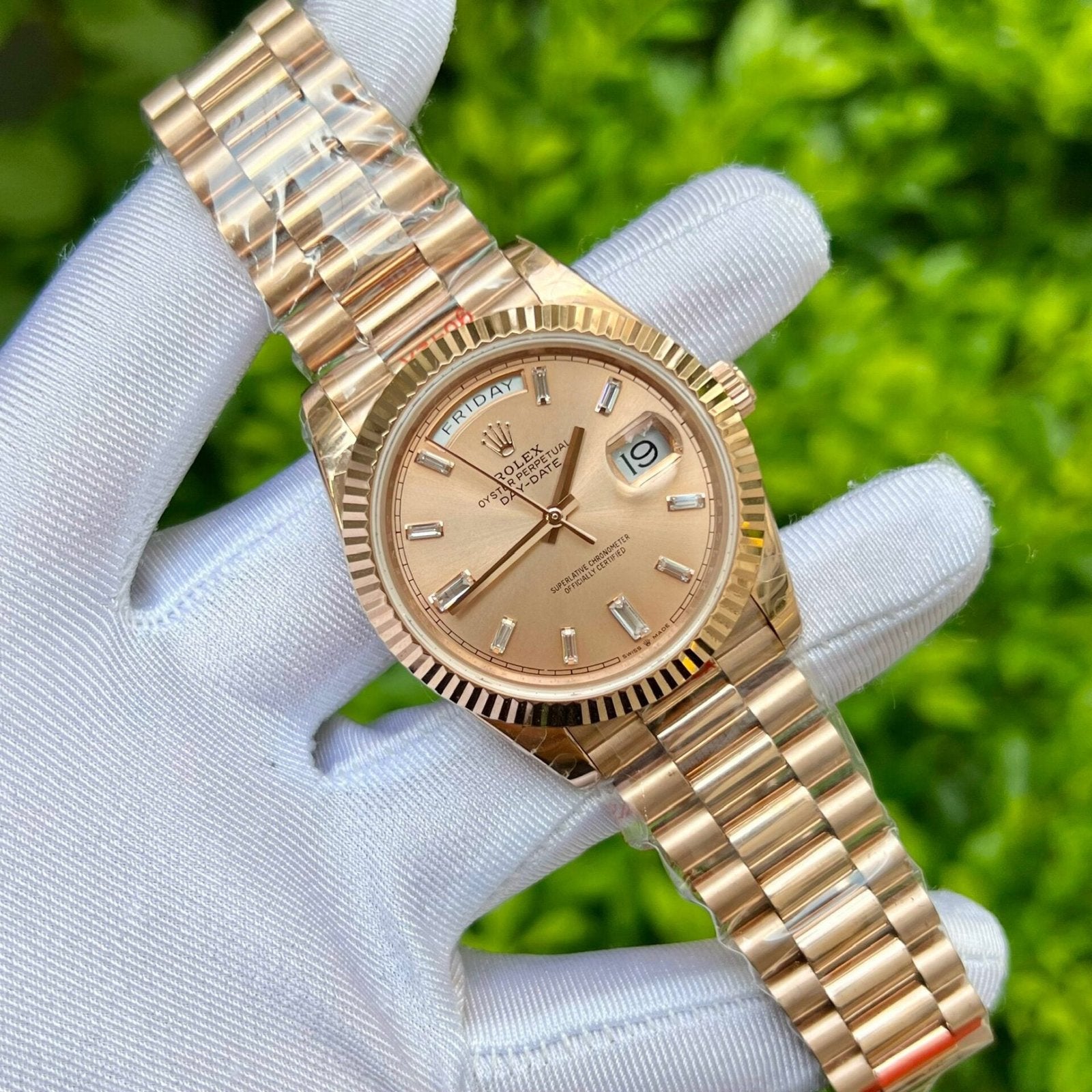 Rolex Day-Date 228235 Pink Dial Stone With Number 40mm
