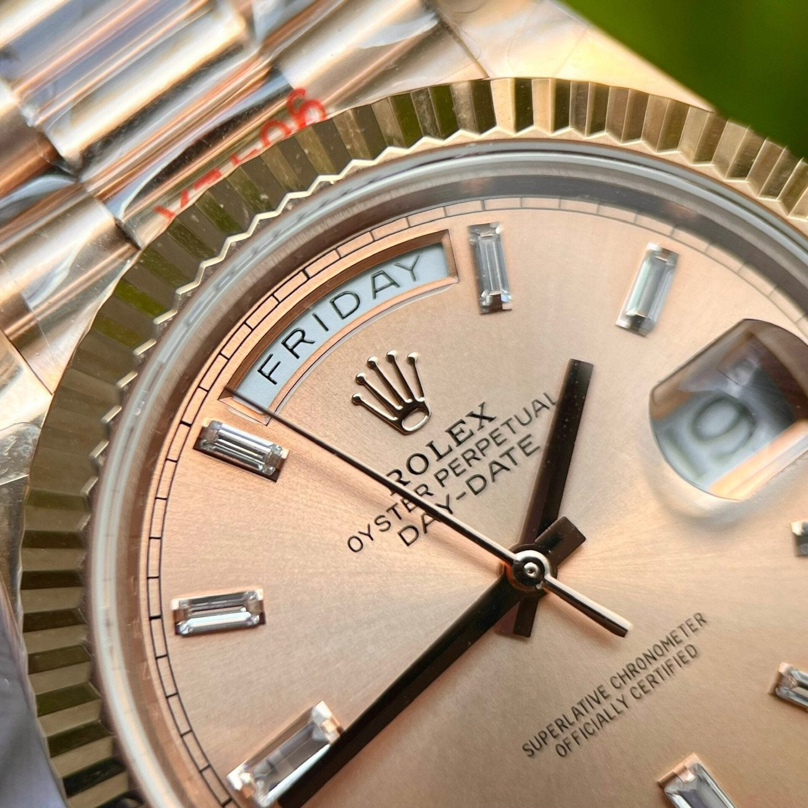 Rolex Day-Date 228235 Pink Dial Stone With Number 40mm