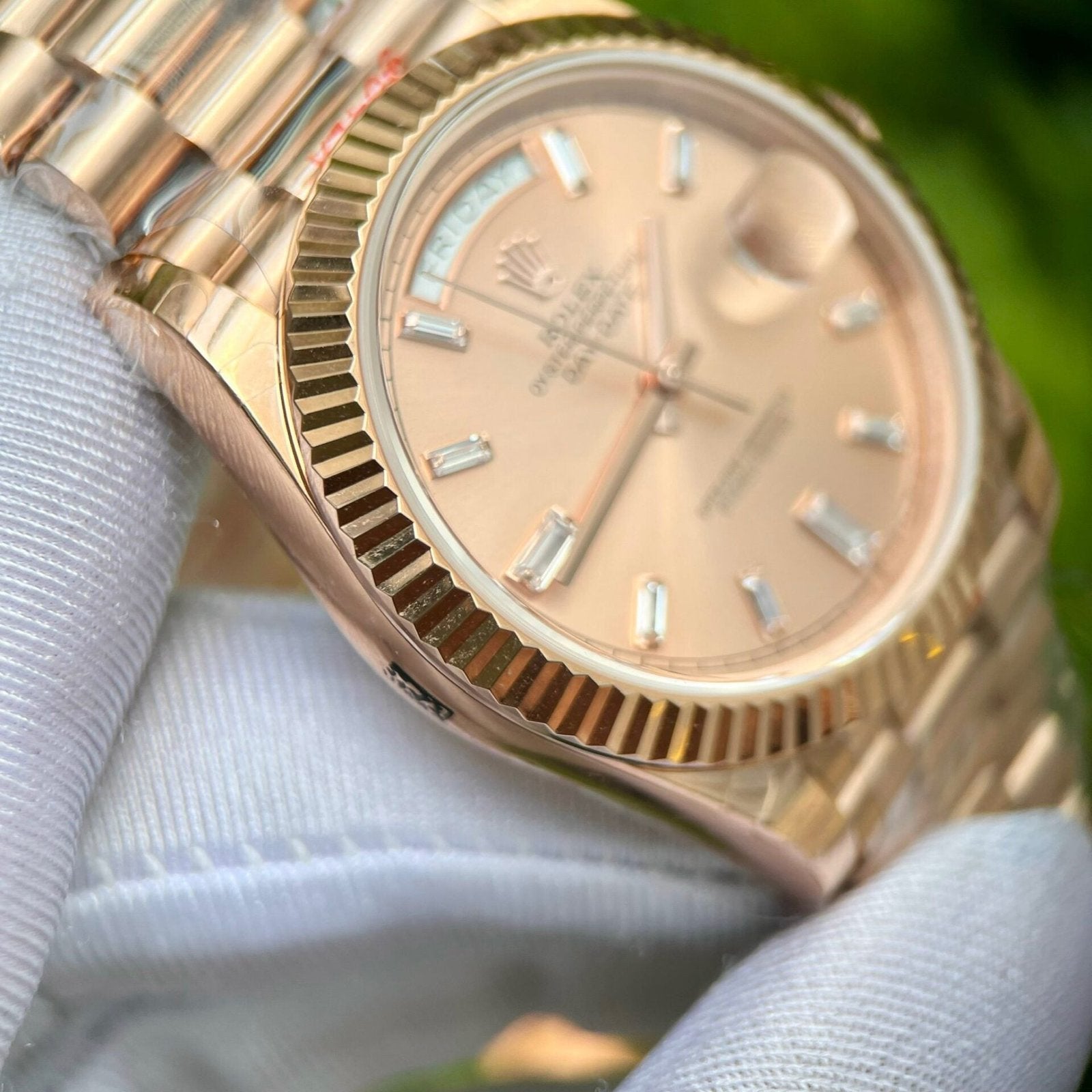 Rolex Day-Date 228235 Pink Dial Stone With Number 40mm