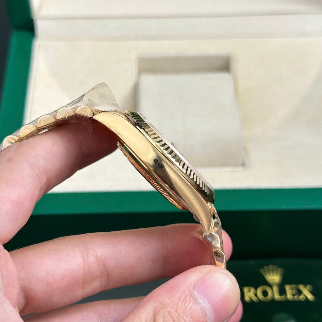 Rolex Day-Date 228238 Watch Yellow Dial President Strap 40mm
