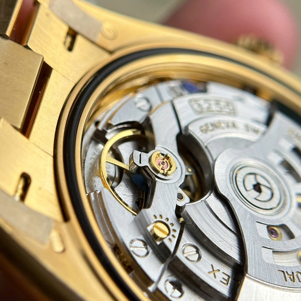 Rolex Day-Date 228238 Watch Yellow Dial President Strap 40mm