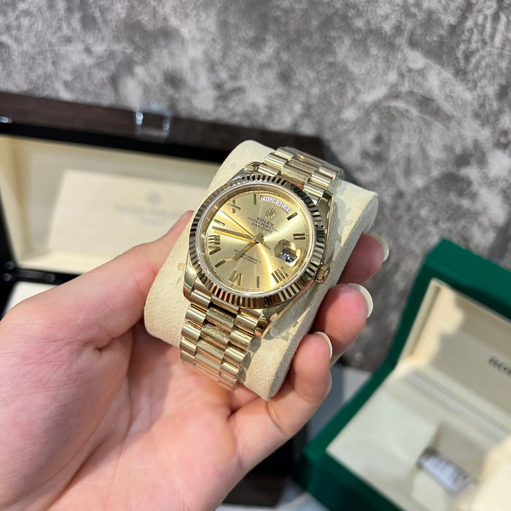 Rolex Day-Date 228238 Watch Yellow Champagne Dial Refined 166 gr 40mm