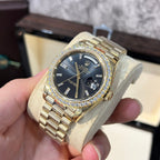 Rolex Day-Date 228238 Watch Black Dial Refined Moissanite Diamond 40mm
