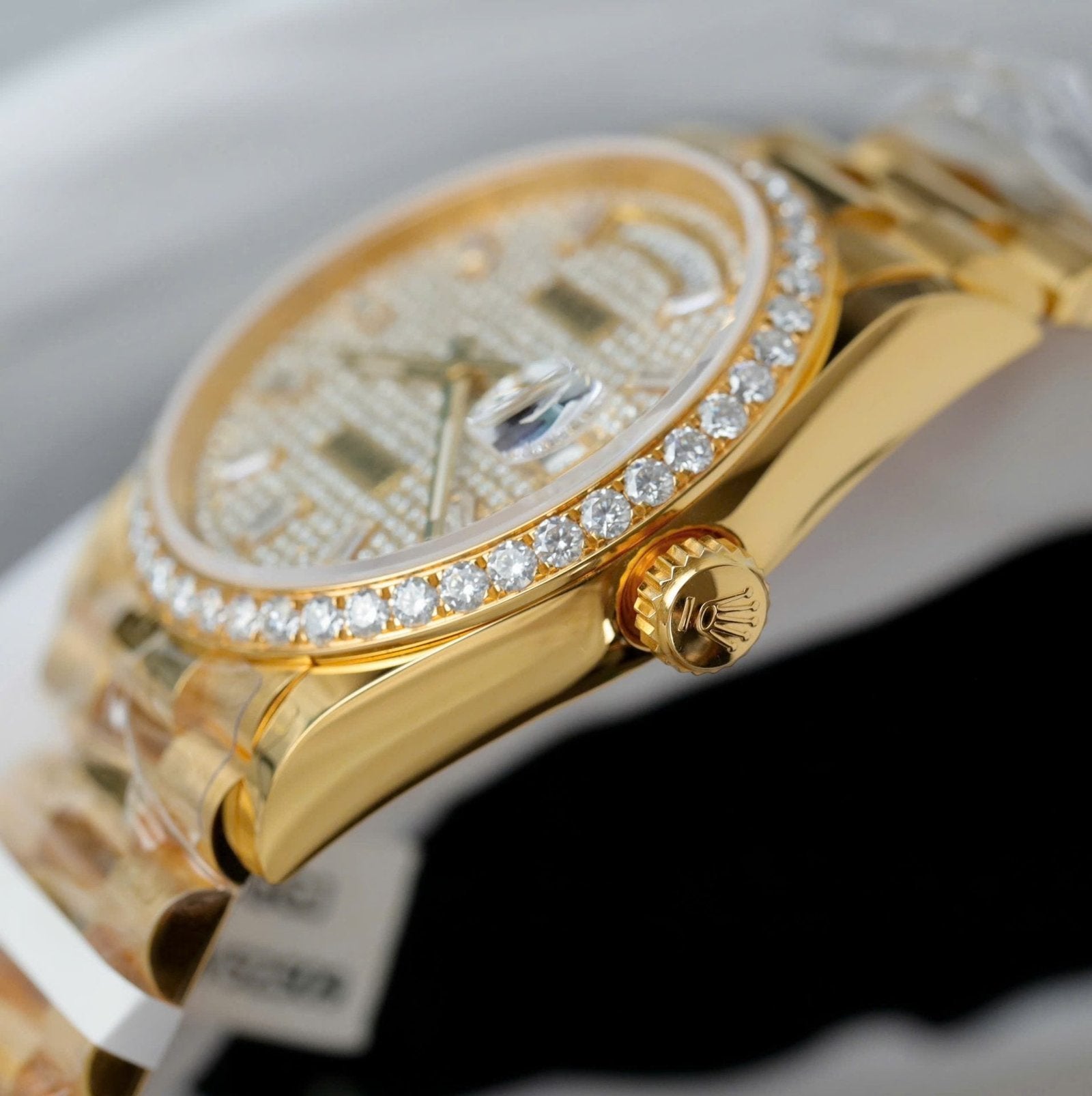 Rolex Day-Date 18K Gold Wrapped + Moissanite Diamonds Watch 36mm