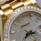 Rolex Day-Date 18K Gold Wrapped + Moissanite Diamonds Watch 36mm