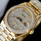 Rolex Day-Date 18K Gold Wrapped + Moissanite Diamonds Watch 36mm