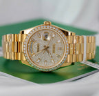 Rolex Day-Date 18K Gold Wrapped + Moissanite Diamonds Watch 36mm