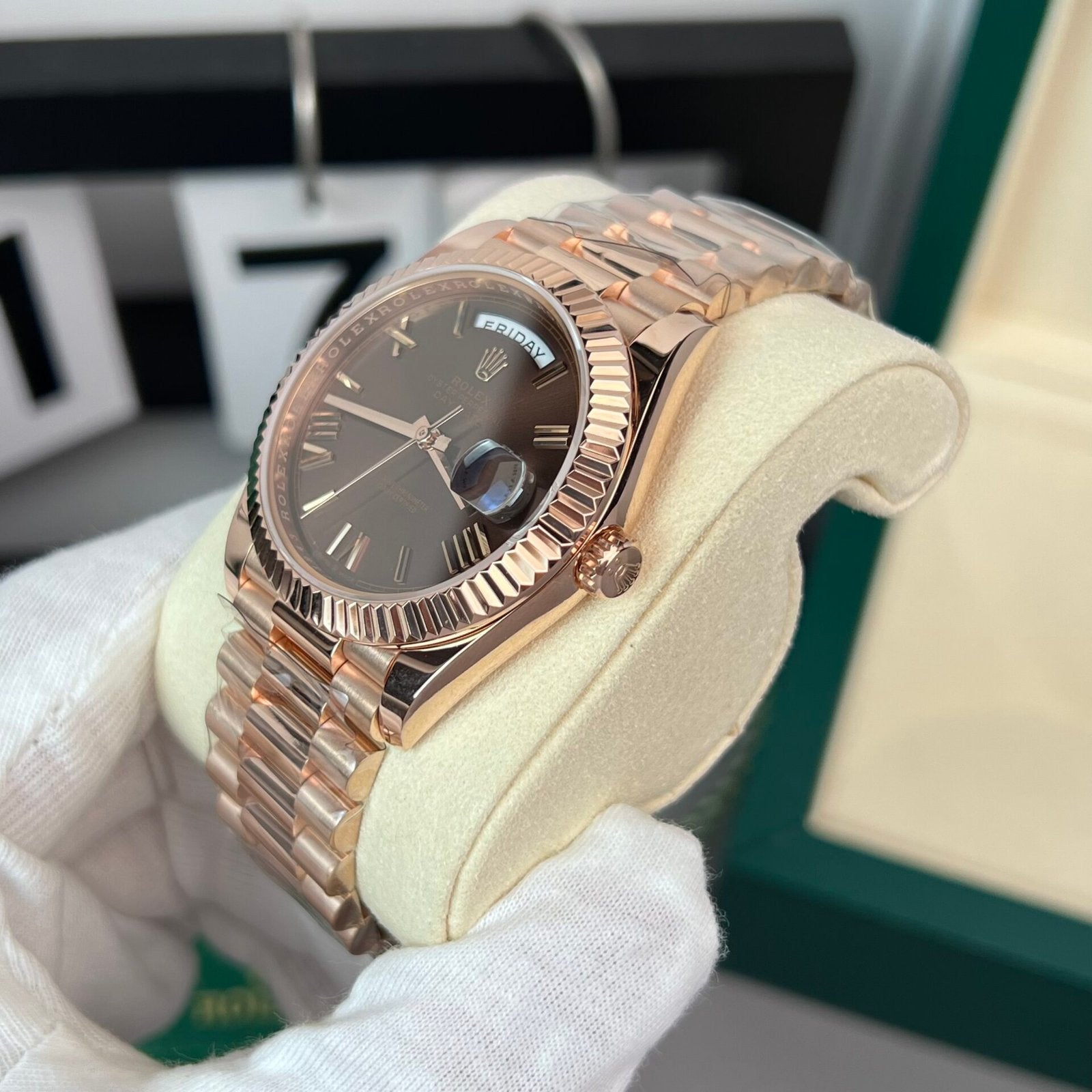 Rolex Day-Date 18K Gold Wrapped Watch Chocolate Dial 40mm