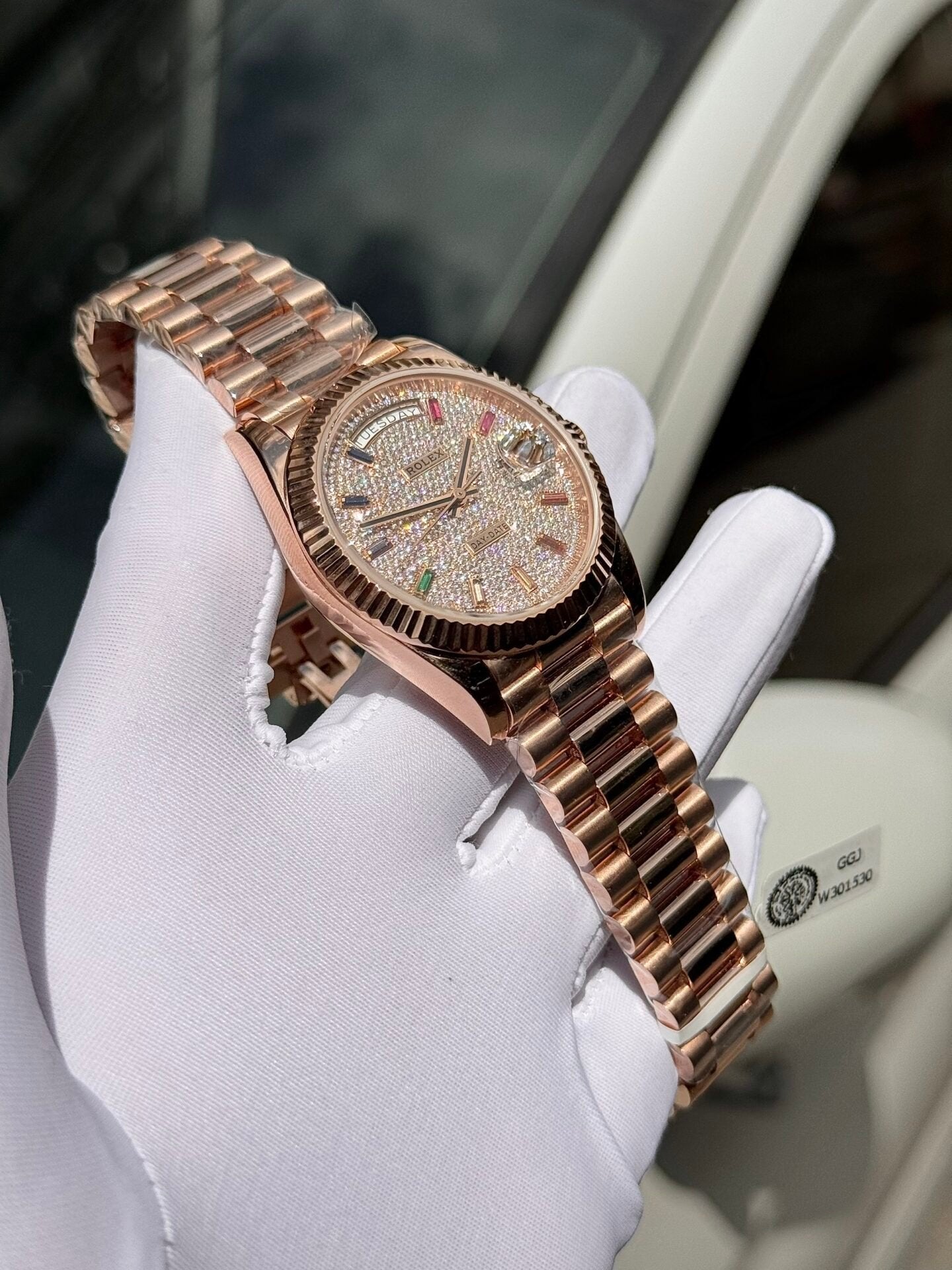 Rolex Day-Date Gold Wrapped Watch With Moissanite Full DIal 40mm