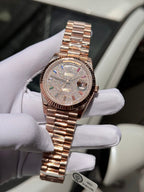 Rolex Day-Date Gold Wrapped Watch With Moissanite Full DIal 40mm