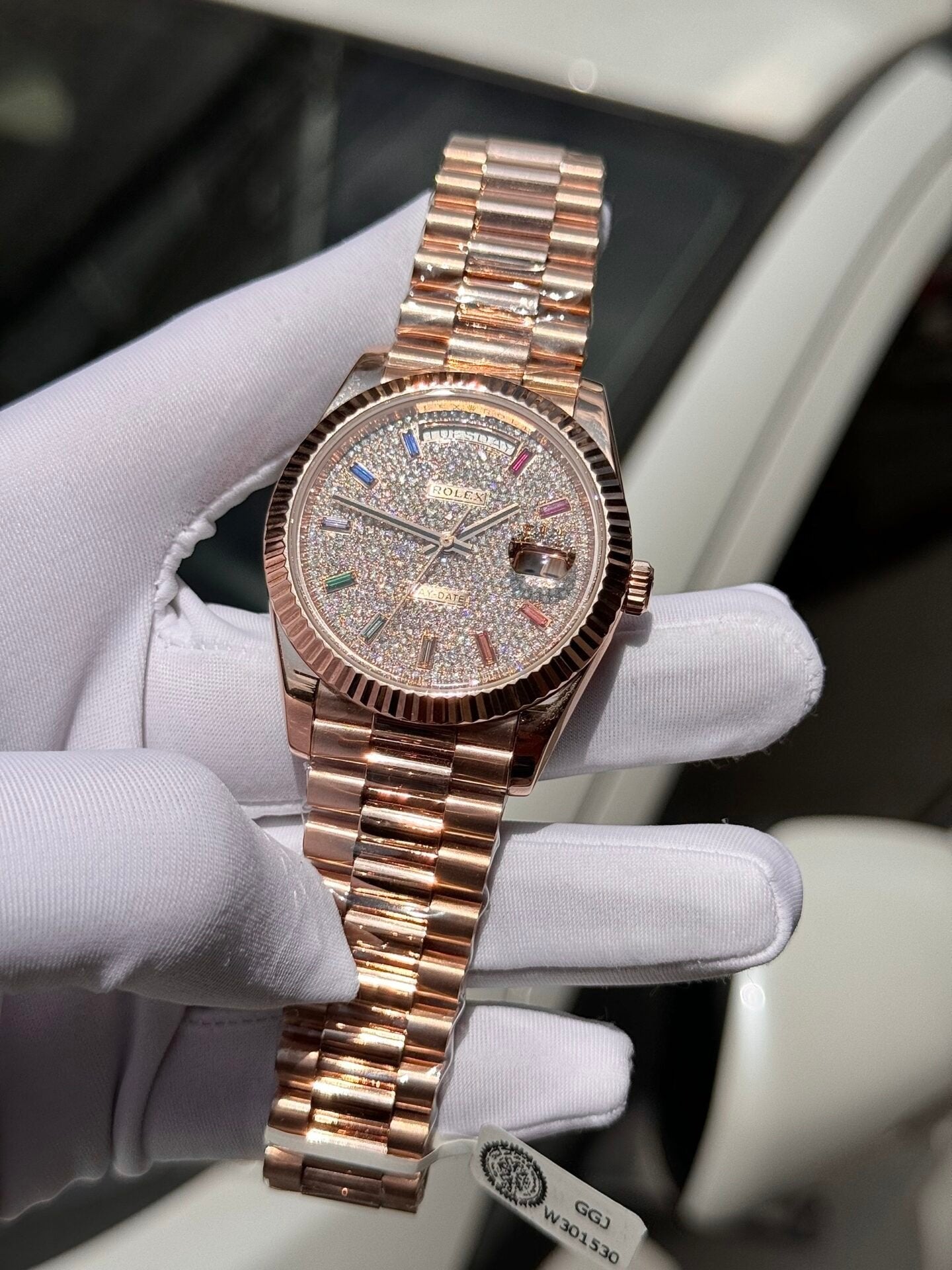 Rolex Day-Date Gold Wrapped Watch With Moissanite Full DIal 40mm