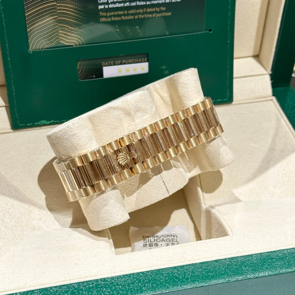 Rolex Day-Date Watch Gold Wrapped Moissanite Baguette Diamond 40mm