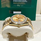 Rolex Day-Date Watch Gold Wrapped Moissanite Baguette Diamond 40mm