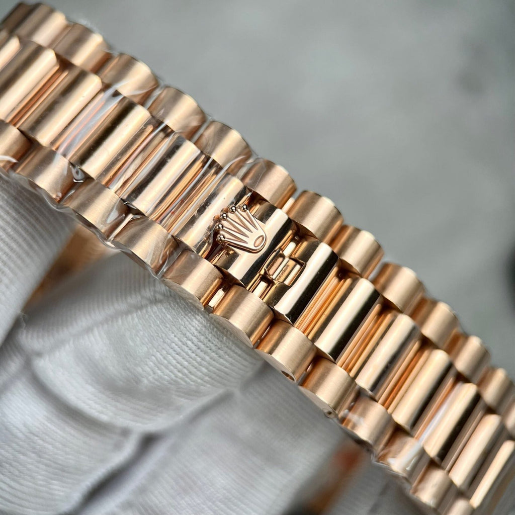 Rolex Day-Date Gold Wrapped Watch With Moissanite Ruby Red Diamond 40mm