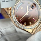 Rolex Day-Date Gold Wrapped Watch With Moissanite Ruby Red Diamond 40mm