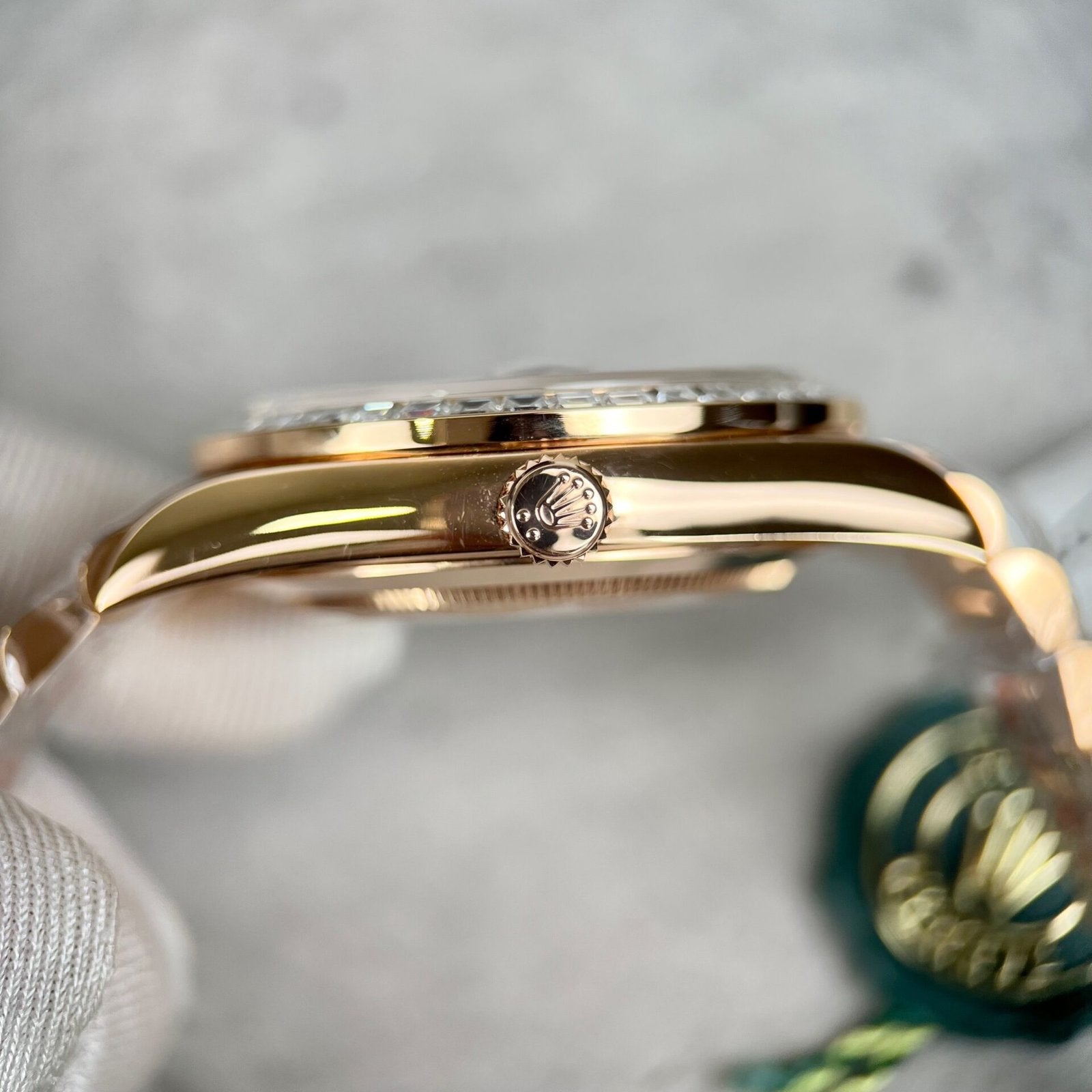 Rolex Day-Date Gold Wrapped Watch With Moissanite Ruby Red Diamond 40mm