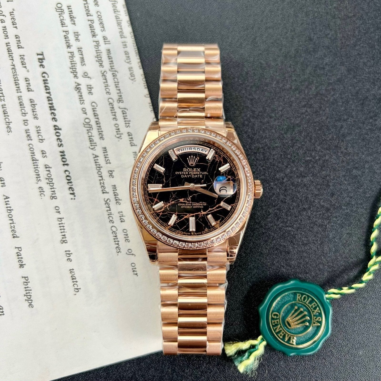 Rolex Watch Day-Date Gold Wrapped Moissanite Diamonds Eisenkiesel Dial 40mm