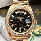 Rolex Watch Day-Date Gold Wrapped Moissanite Diamonds Eisenkiesel Dial 40mm