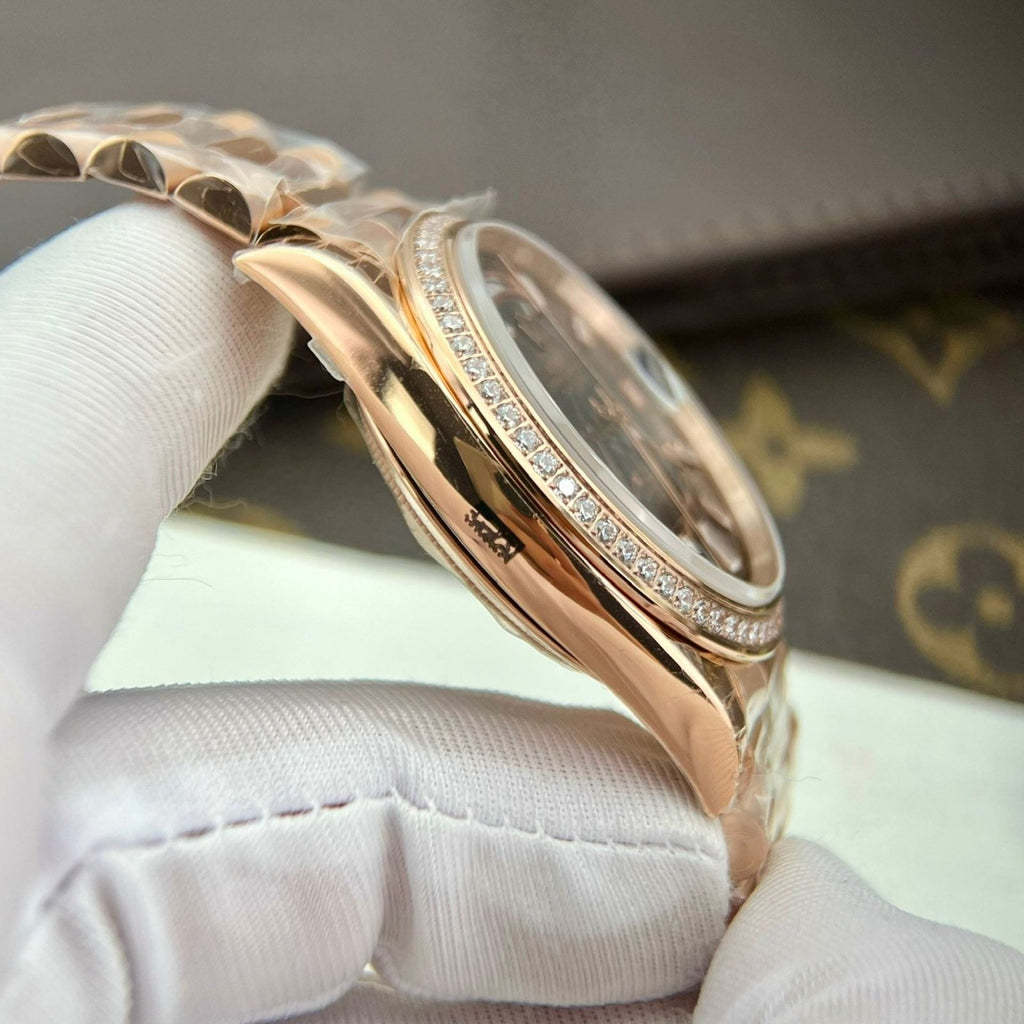 Rolex Watch Day-Date Gold Wrapped Moissanite Diamonds Eisenkiesel Dial 40mm