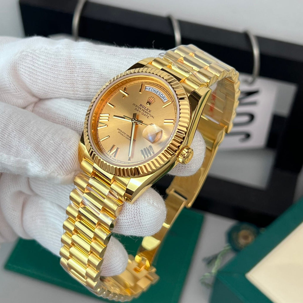 Rolex Day-Date Gold Wrapped Watch Champagne Gold Dial 40mm