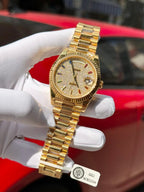 Rolex Day-Date Solid Gold Wrapped Watch With Moissanite 40mm