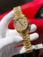 Rolex Day-Date Solid Gold Wrapped Watch With Moissanite 40mm