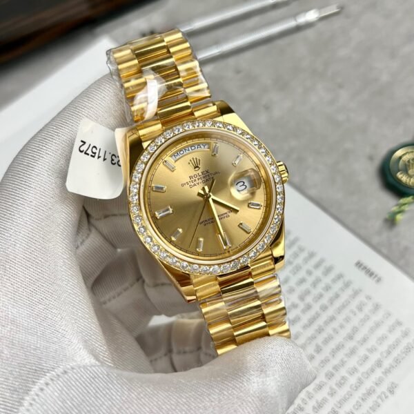 Rolex Day-Date Gold Wrapped Watch With Moissanite Diamonds 40mm