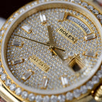 Rolex Day-Date Watch 18K Gold Wrapped + Moissanite Diamonds 36mm