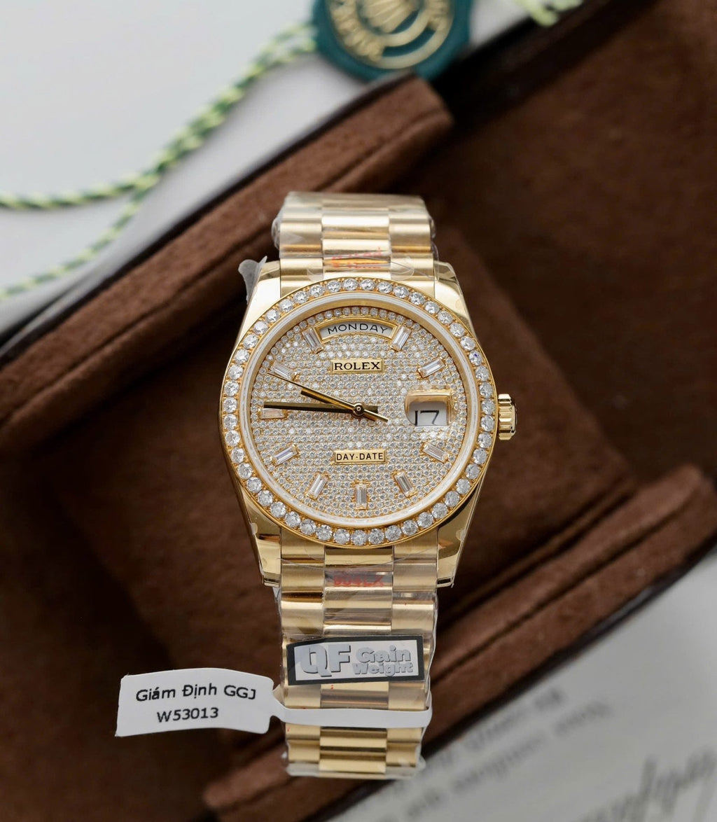 Rolex Day-Date Best Watch 18K Gold Wrapped + Moissanite Diamonds 36mm