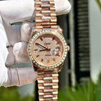 Rolex Day-Date Watch Gold Wrapped End Moissanite Diamonds Baguette 40mm