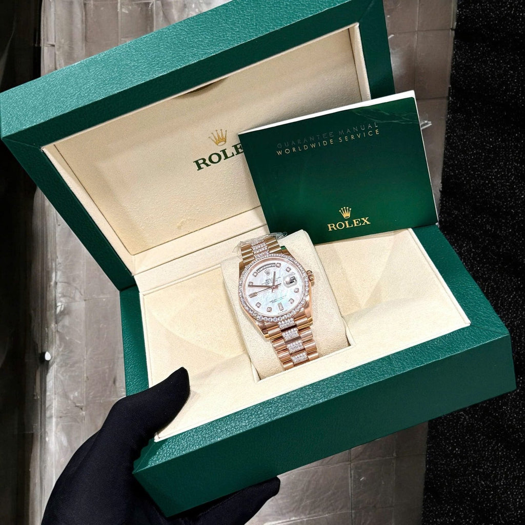 Rolex Day-Date Watch Gold Wrapped Moissanite Diamonds 36mm