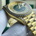 Rolex Day-Date Watch Gold Wrapped + Moissanite Diamonds Weight 173 Gram 40mm